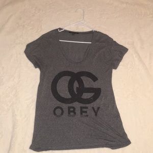 Charcoal Obey Logo Tee